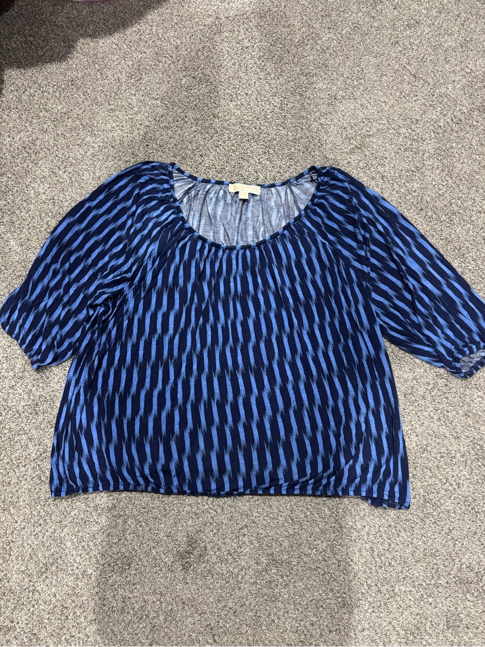 Micheal Kors Women's Blue Patterned Scoop Neck Top